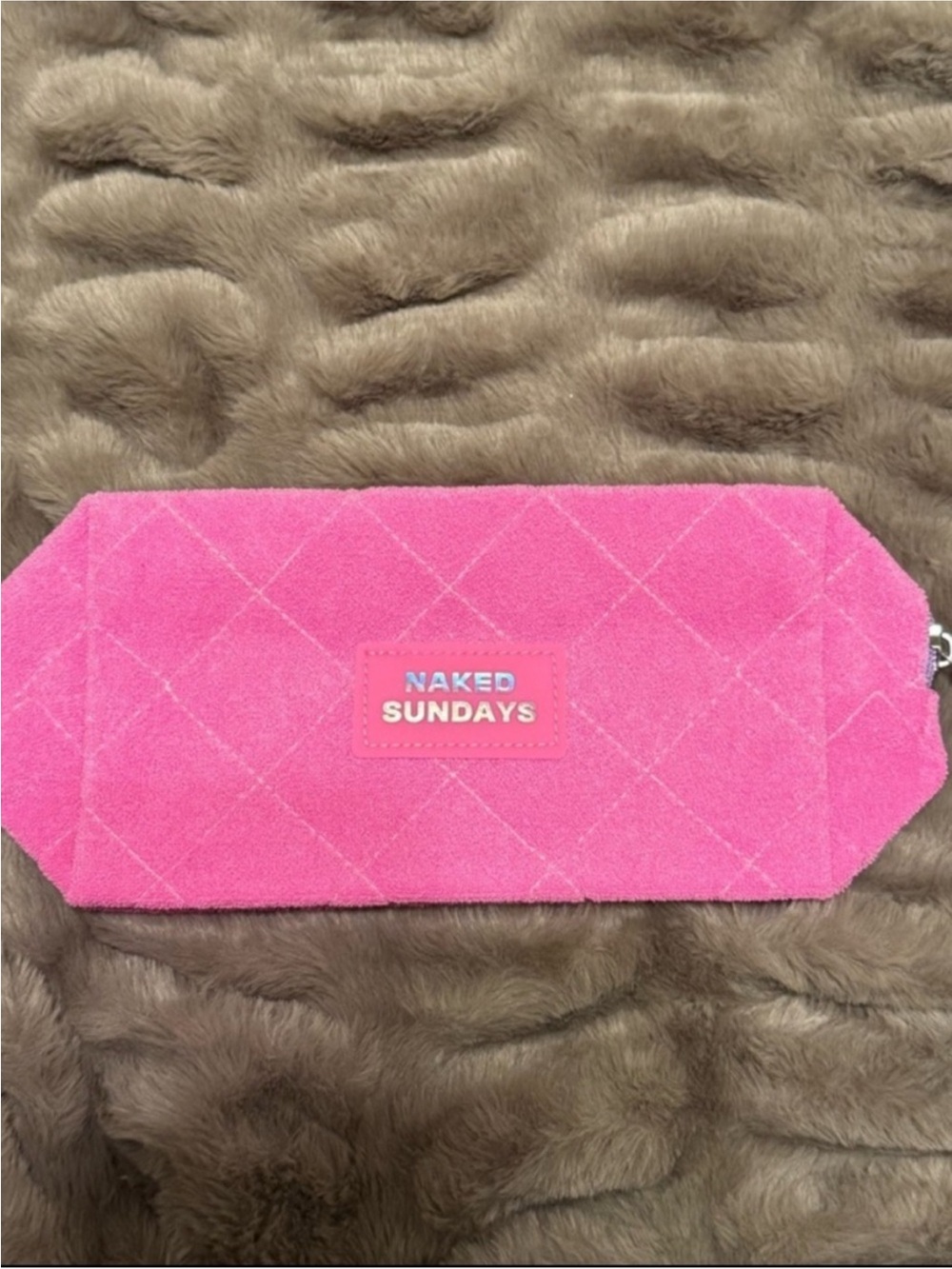 Naked Sundays Pink Quilted Make Up Bag with Zipper